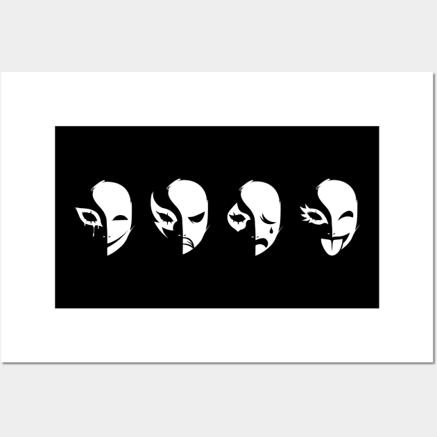 Masks - White Wall Art by Darasuum